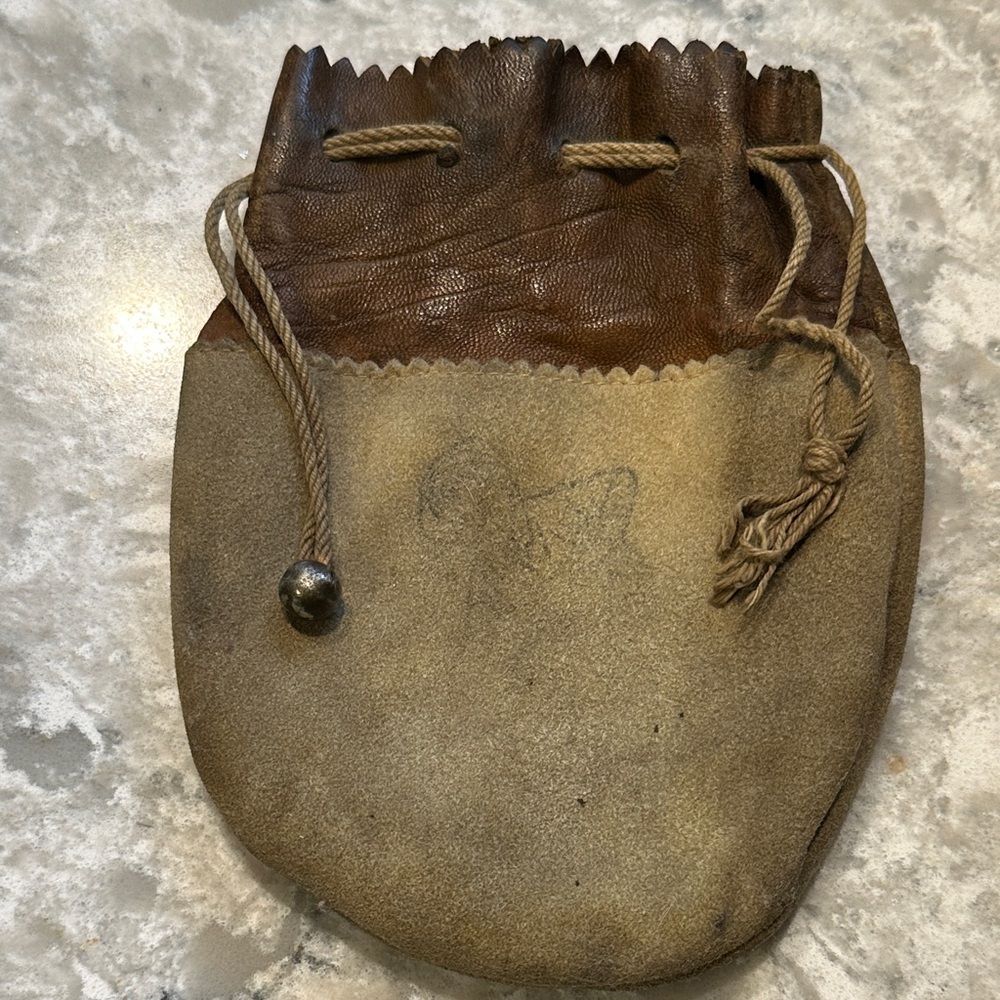 Vintage Leather and Suede Drawstring MARBLE Bag